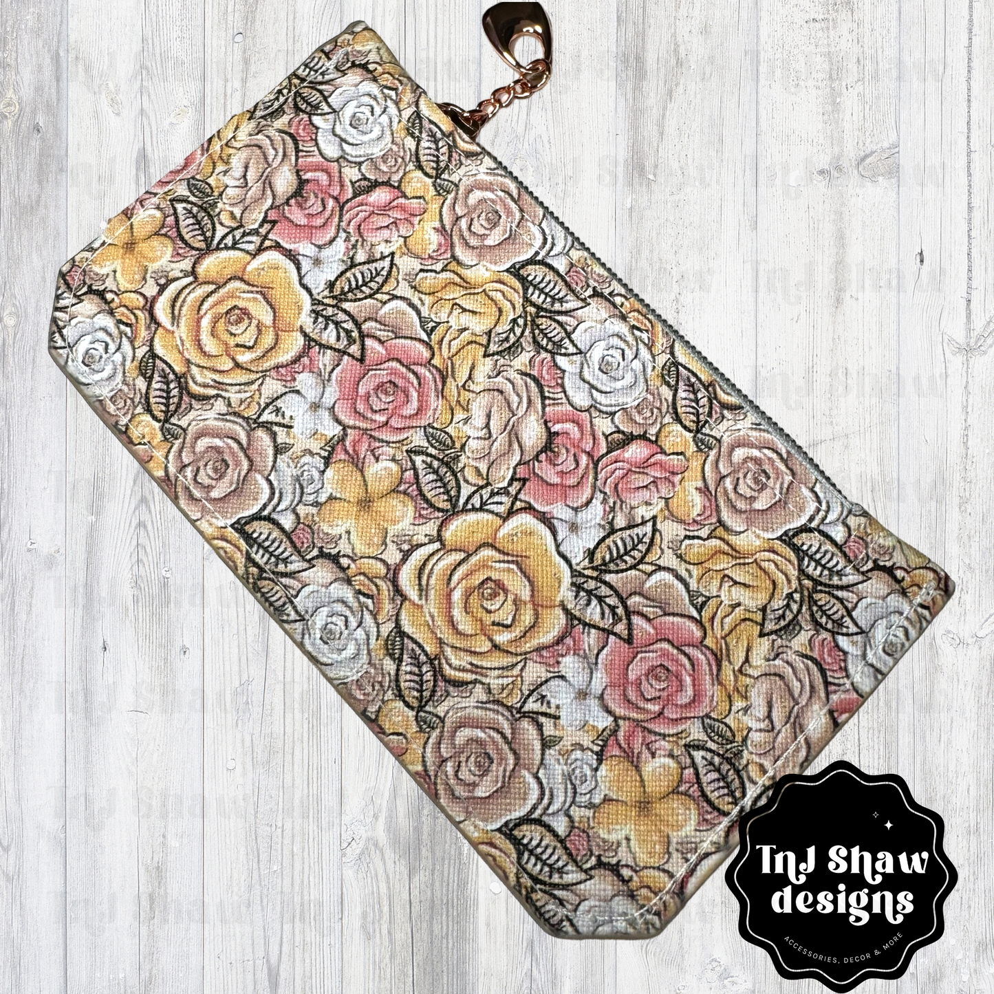 Purse Pal Minimalistic Wallet Neutral Yellow Pink Roses