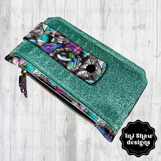 Purse Pal Minimalistic Wallet Teal Kooky Roses