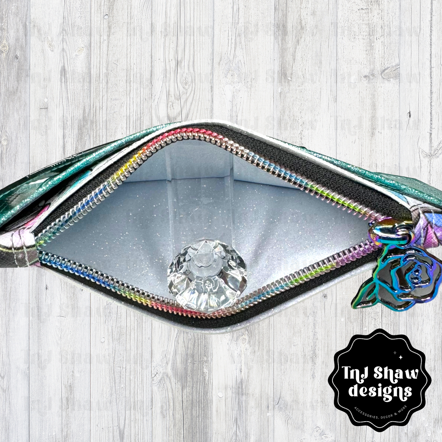 Purse Pal Minimalistic Wallet Teal Kooky Roses
