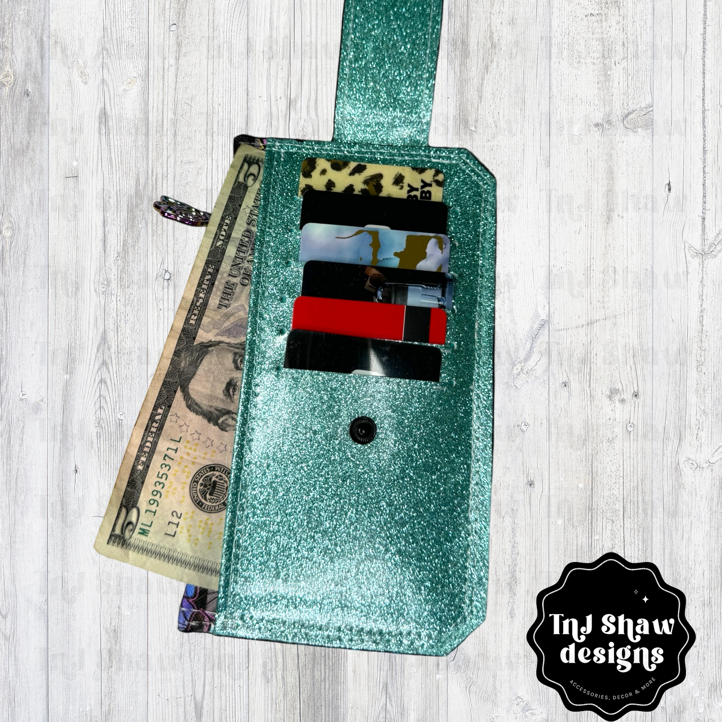 Purse Pal Minimalistic Wallet Teal Kooky Roses