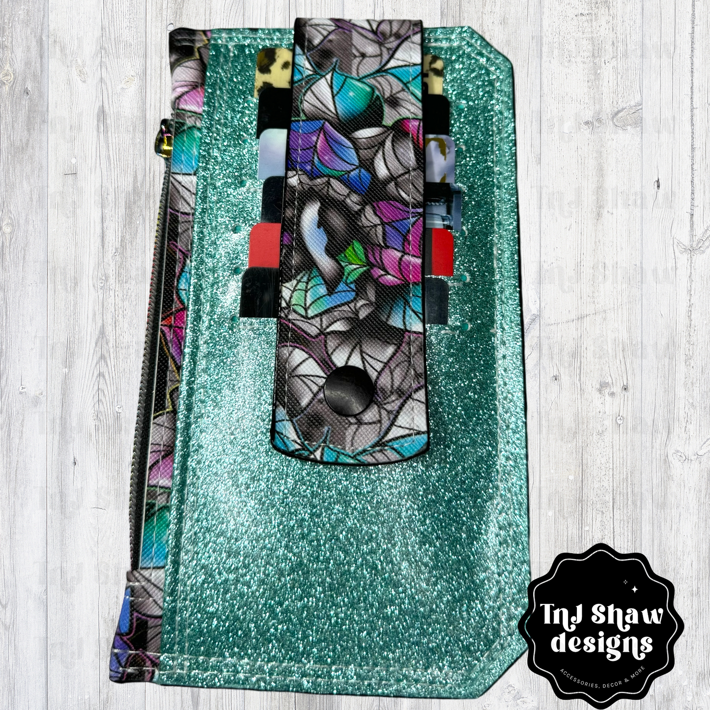 Purse Pal Minimalistic Wallet Teal Kooky Roses