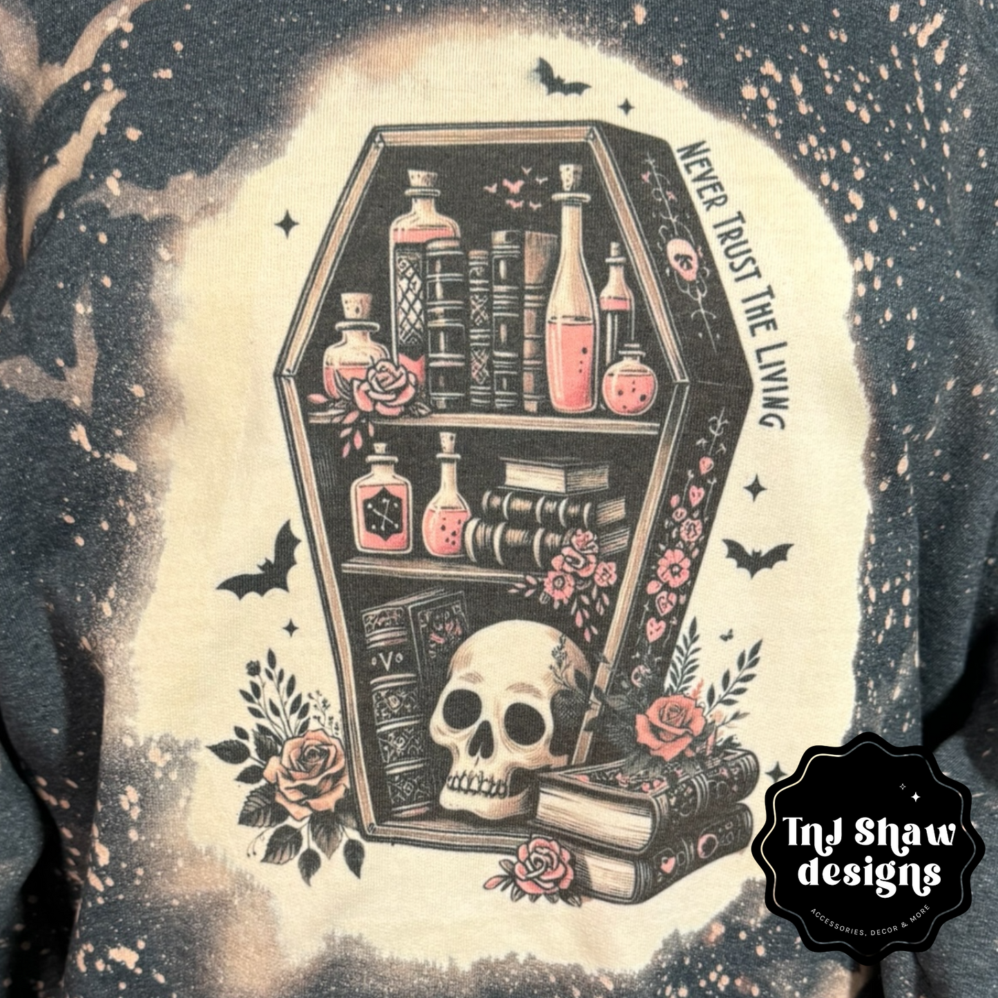 Halloween Sweatshirt - Never Trust the Living - Tie Die Effect