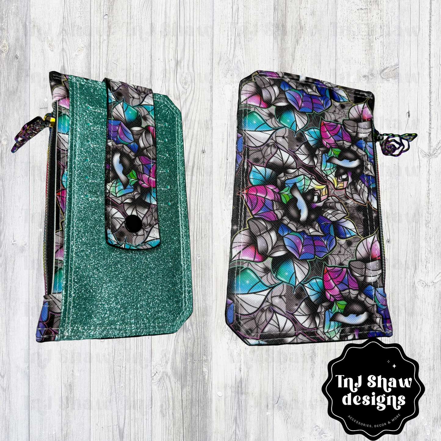 Purse Pal Minimalistic Wallet Teal Kooky Roses