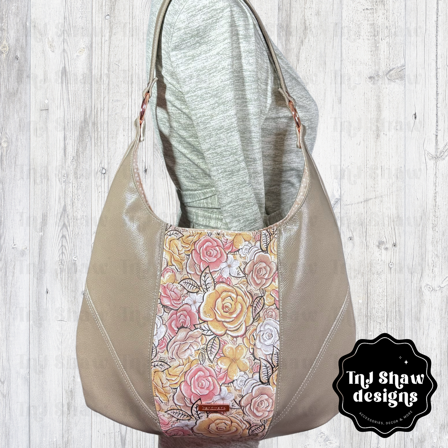 Rose Slouchy Hobo Shoulder Bag Tote Purse