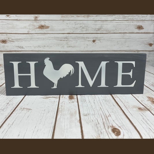 Rooster Home Wood Sign